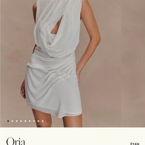 Meshki White Backless Draped Mini Dress